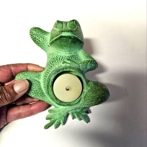 Metal Laying Frog Votive Holder